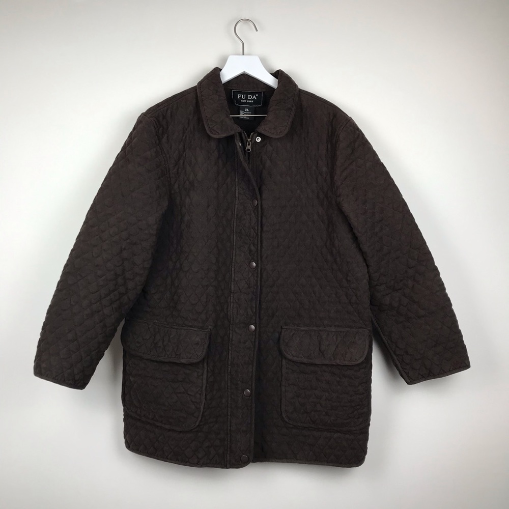 FUDA Brown Quilted Jacket w/ Zipper and Snaps
